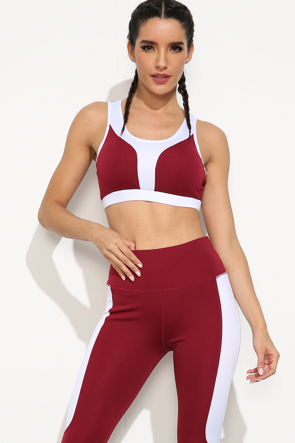 Red and White Bra and Leggings Set