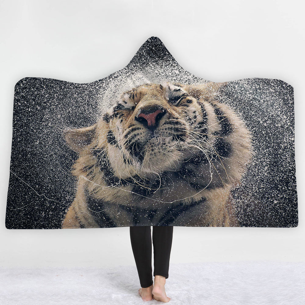 Tiger Splash 3D Hoodie Blanket