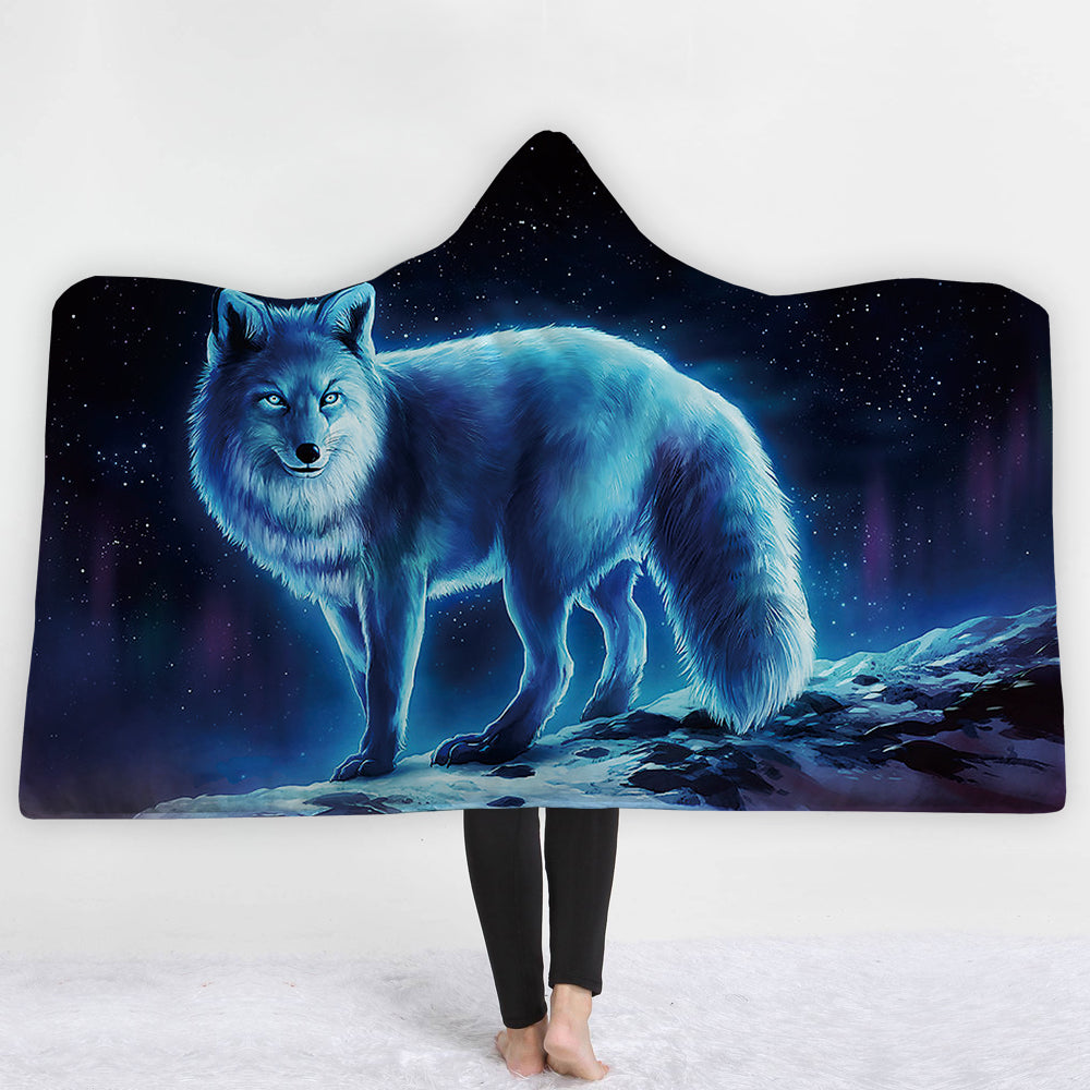 Blue Wolf 3D Hoodie Blanket